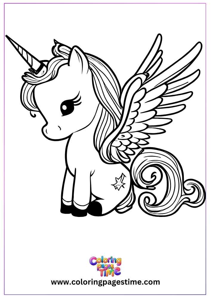 Baby Unicorn Coloring Sheet