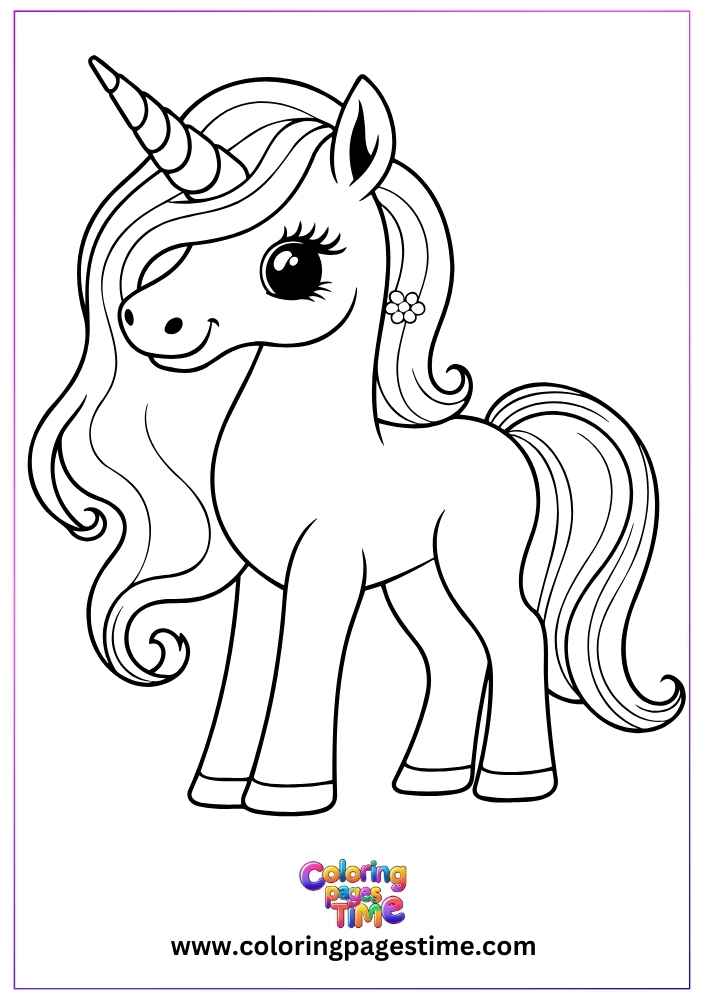 Mini Unicorn Coloring Page