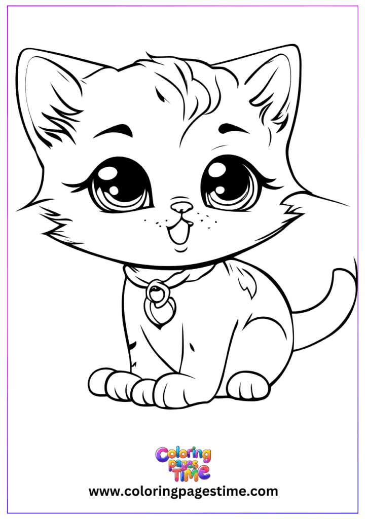 Adorable kitten coloring sheets