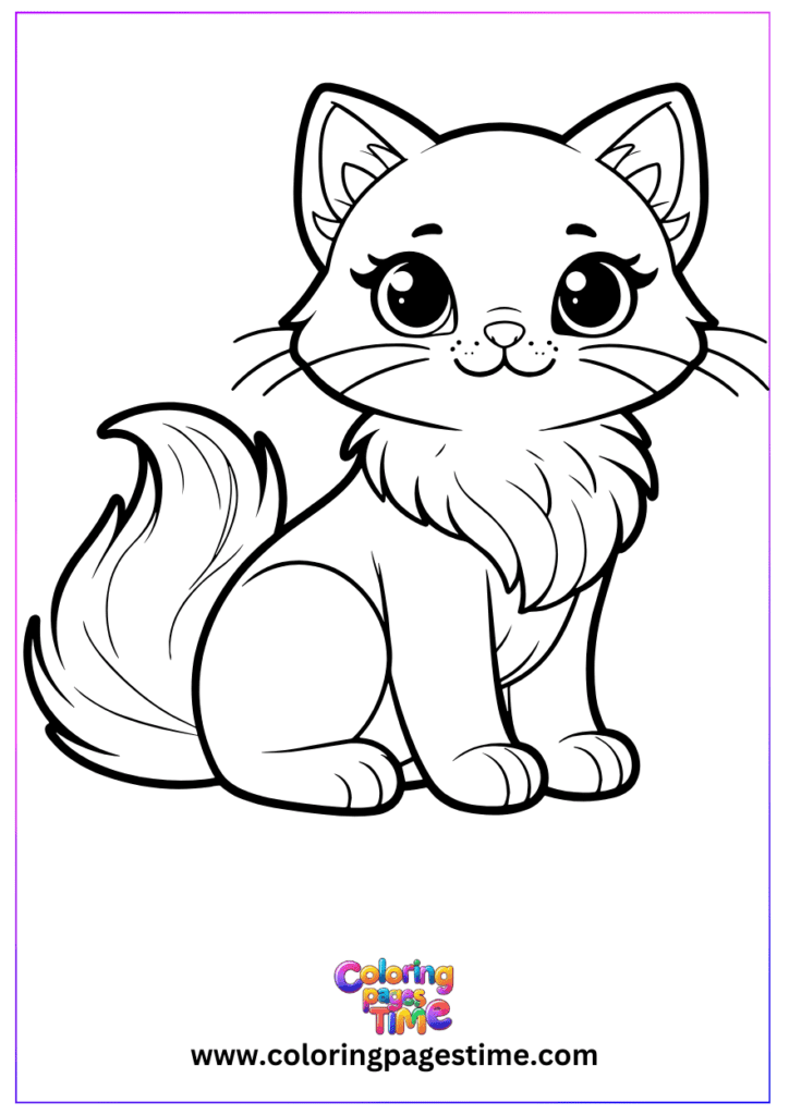 Kawaii cat coloring pages