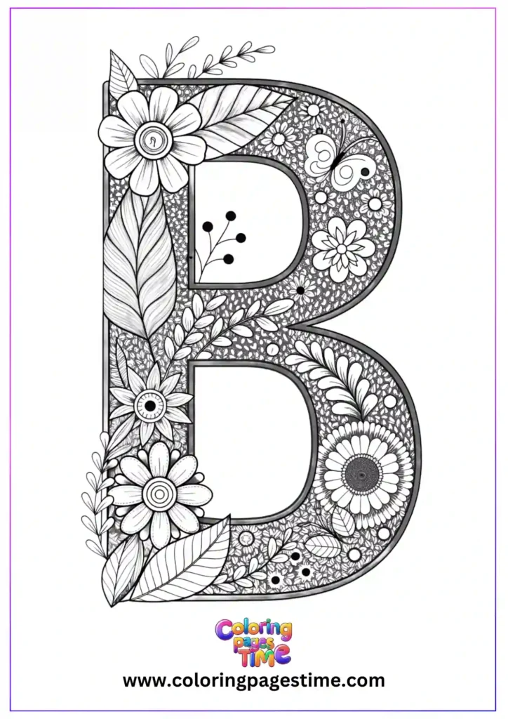 Mandala B Alphabet Coloring Pages