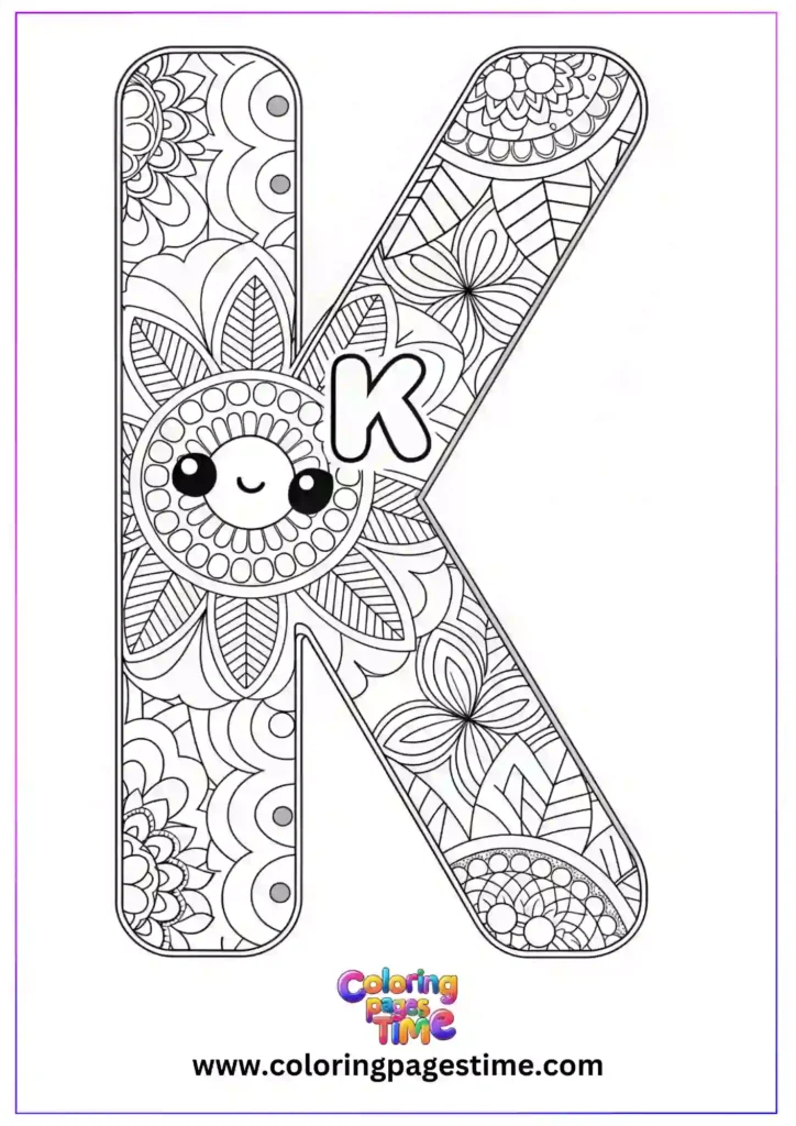 Mandala K Alphabet Coloring Pages