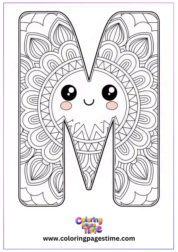 Mandala M Alphabet Coloring Pages