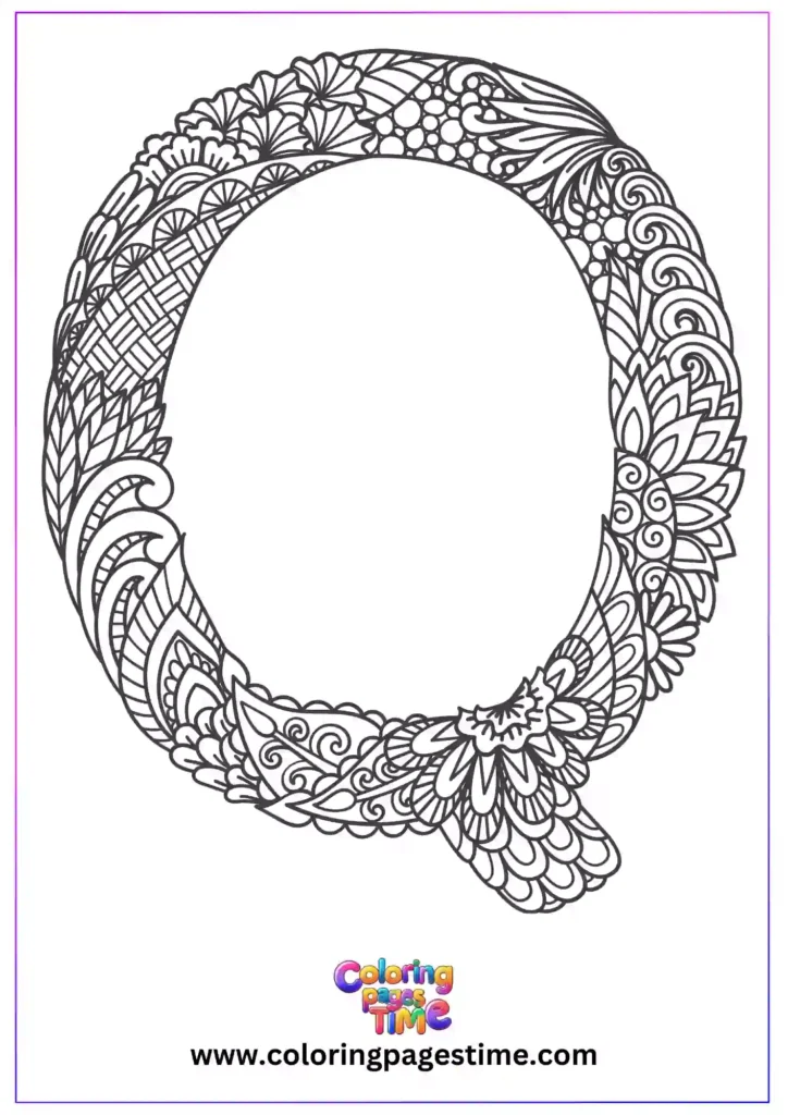 Mandala Q Alphabet Coloring Pages