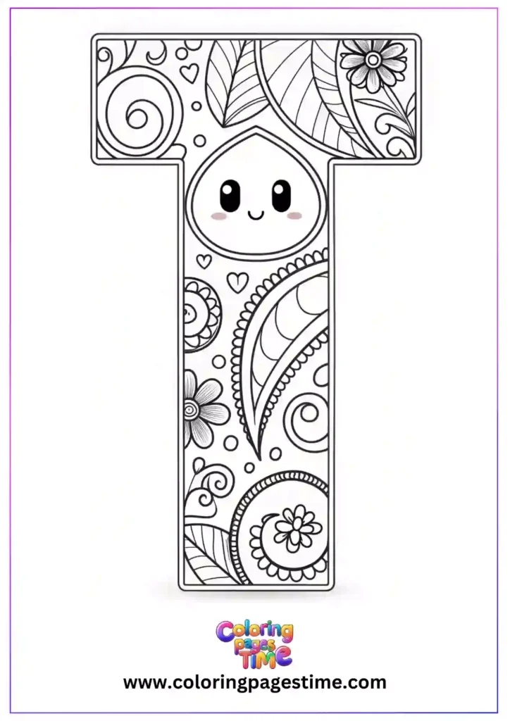 Mandala T Alphabet Coloring Pages