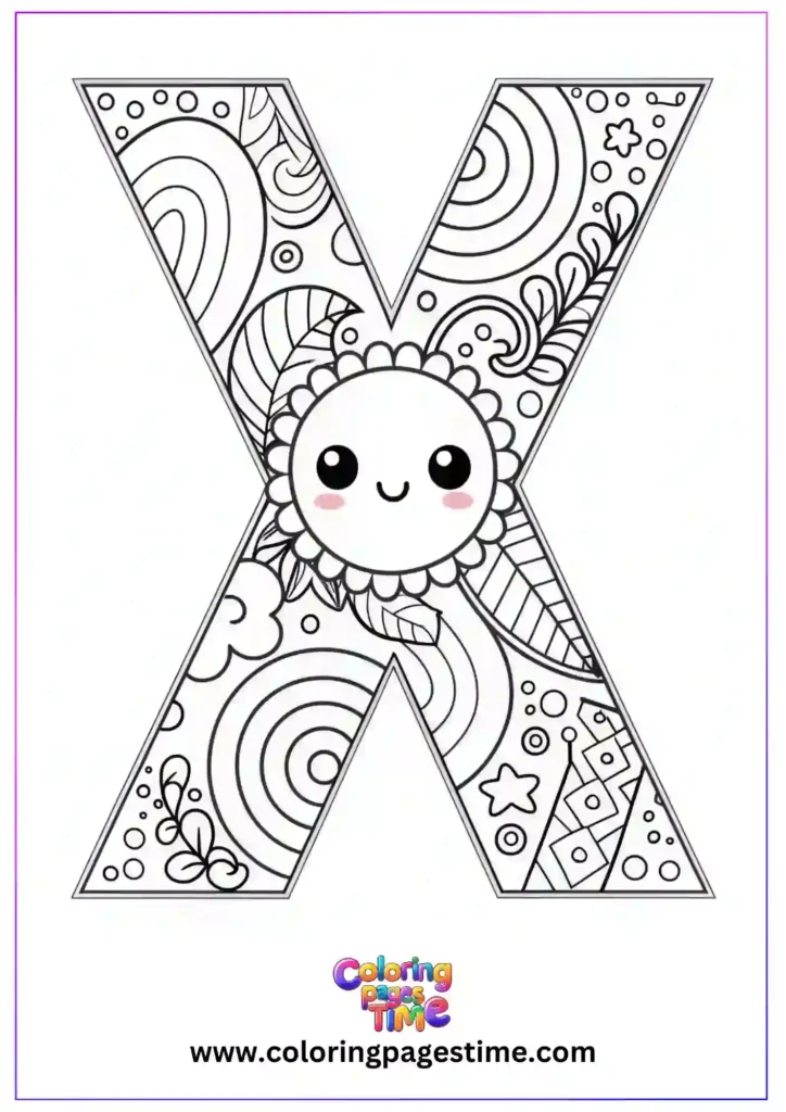 Mandala X Alphabet Coloring Pages