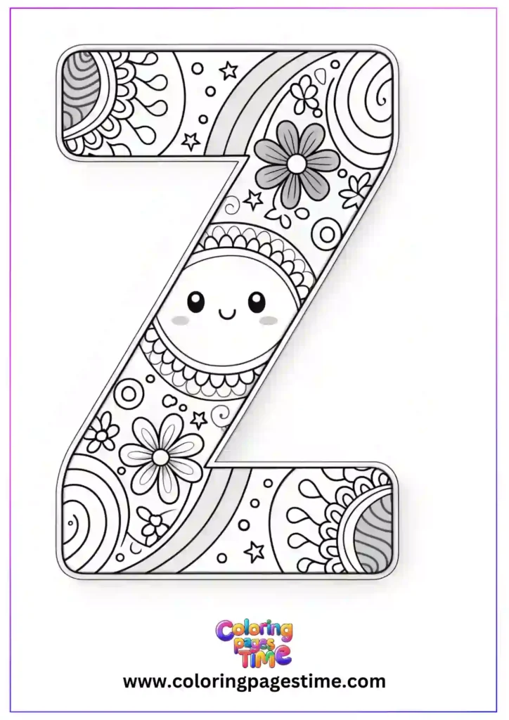 Mandala Z Alphabet Coloring Pages