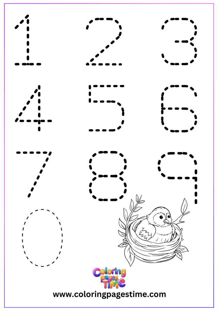 Number Coloring Pages Printable 1 to 10 dotted