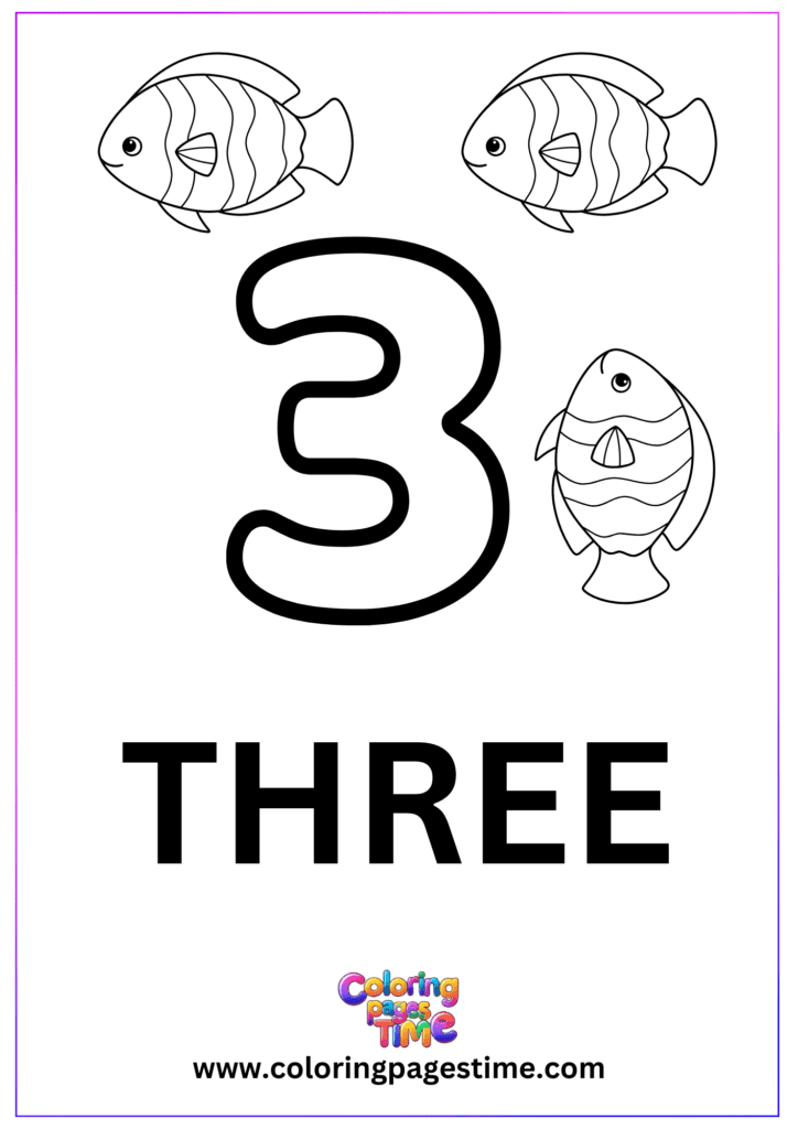 Number Coloring Pages Printable 3