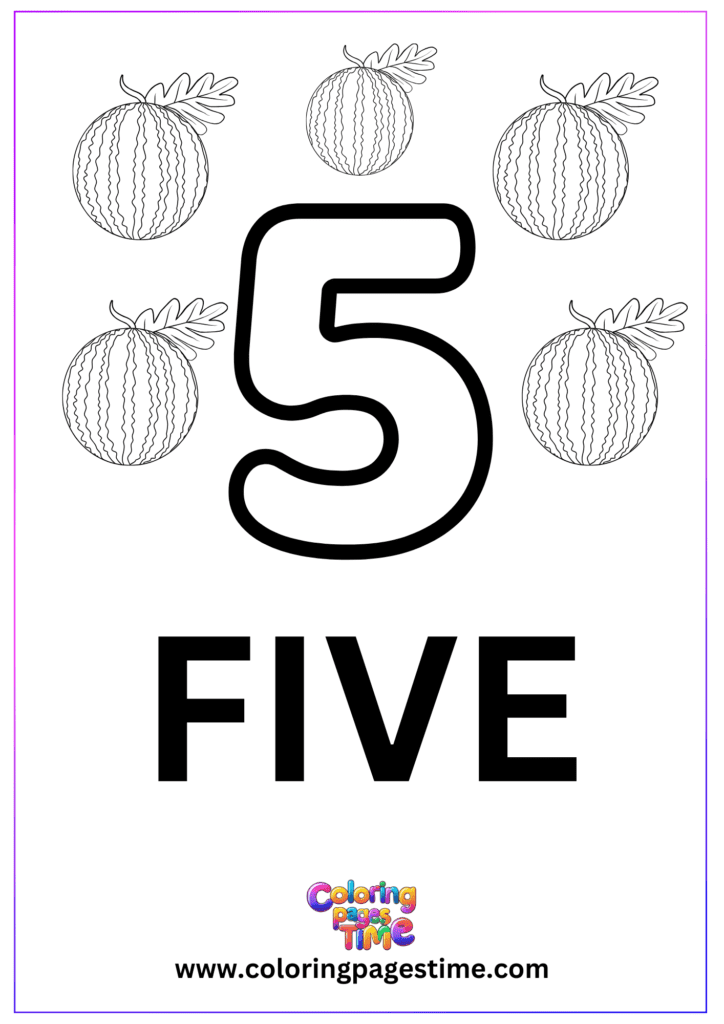 Number Coloring Pages Printable 5