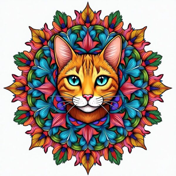 Amazing 50 Pages Cat Mandala Coloring Book For Adults - Image 4